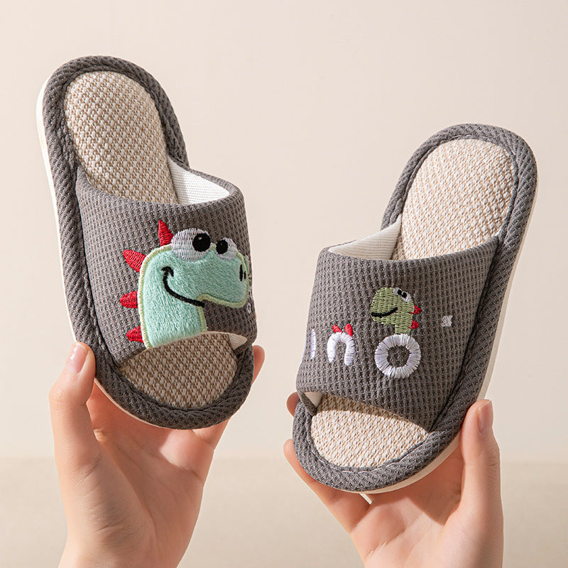 Small Dinosaur Boys and Girls Baby Open Toe Thickened Non-slip Pvc Summer Linen Sandals