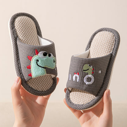 Small Dinosaur Boys and Girls Baby Open Toe Thickened Non-slip Pvc Summer Linen Sandals