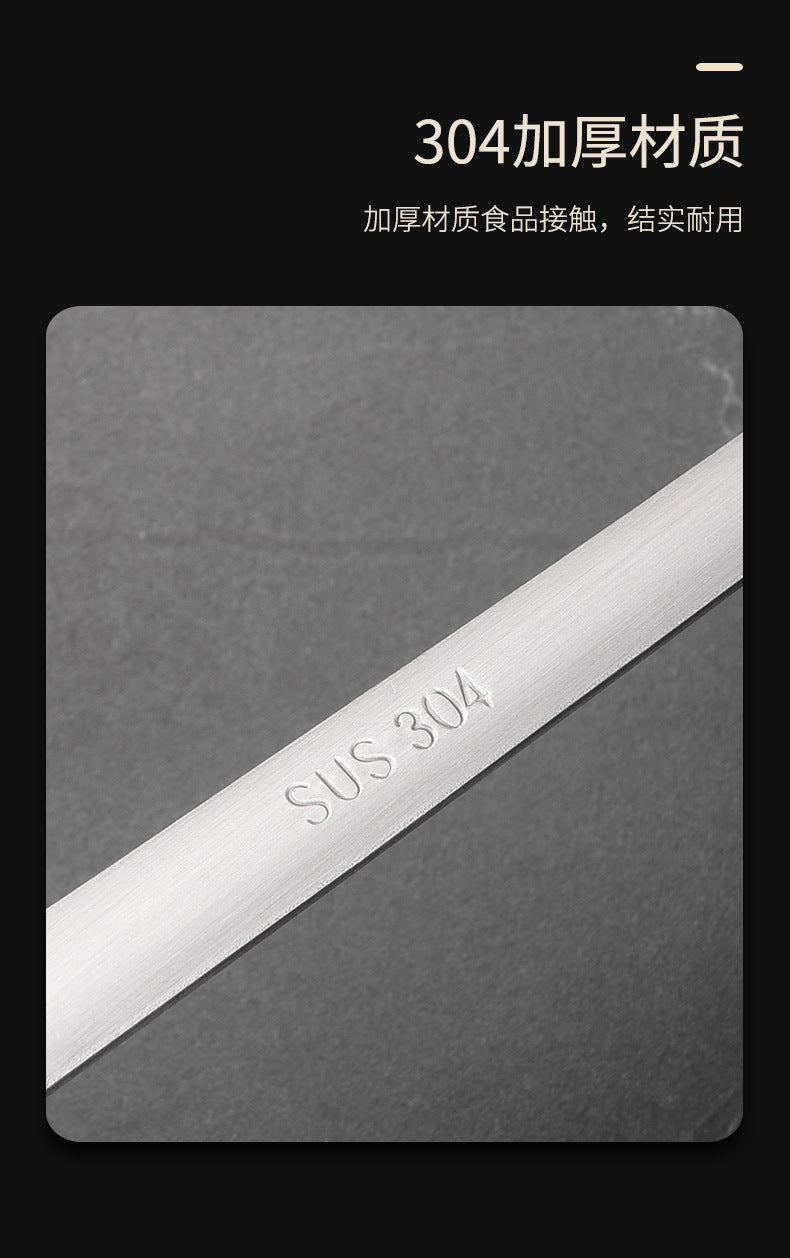 304 Stainless Steel Soup Spoon Hot Pot Colander Household Thickened Large Spoon Long Handle Porridge Spoon Porridge Spoon Drinking Soup Spoon
