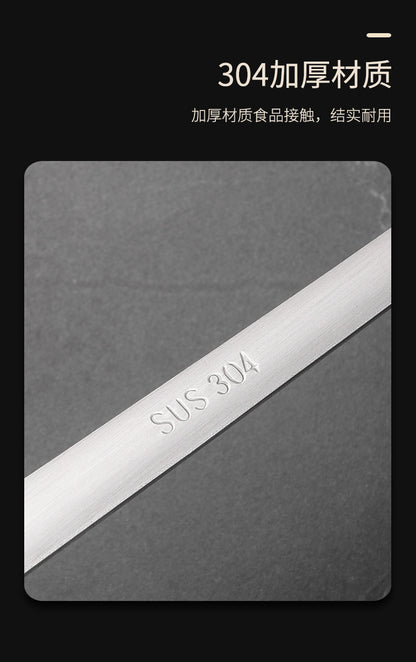 304 Stainless Steel Soup Spoon Hot Pot Colander Household Thickened Large Spoon Long Handle Porridge Spoon Porridge Spoon Drinking Soup Spoon
