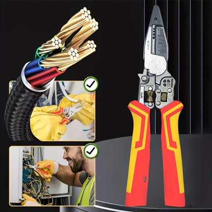 8-in -1 multifunctional wire stripper for electrician with power measurement, wire cutting, cable scissors, multi-purpose wire stripping, wire pressing and wire splitting pliers