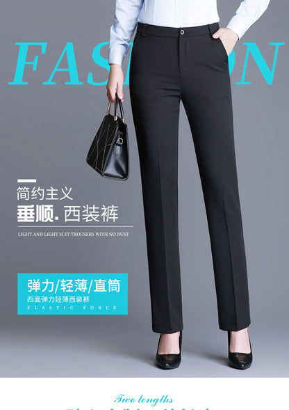 Trousers Women's Black Work Professional Straight-Leg Women's Pants High Waist Work Dress Pants Slim Look Suit Pants Draped Pants