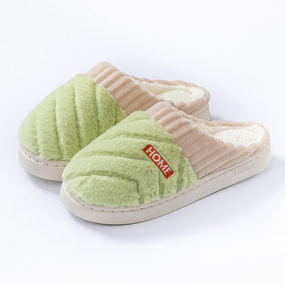 Cotton Slippers for Women in Autumn and Winter Indoor Thick-Soled Non-Slip Couples' Home Use Comfortable and Warm Plush Slippers for Men