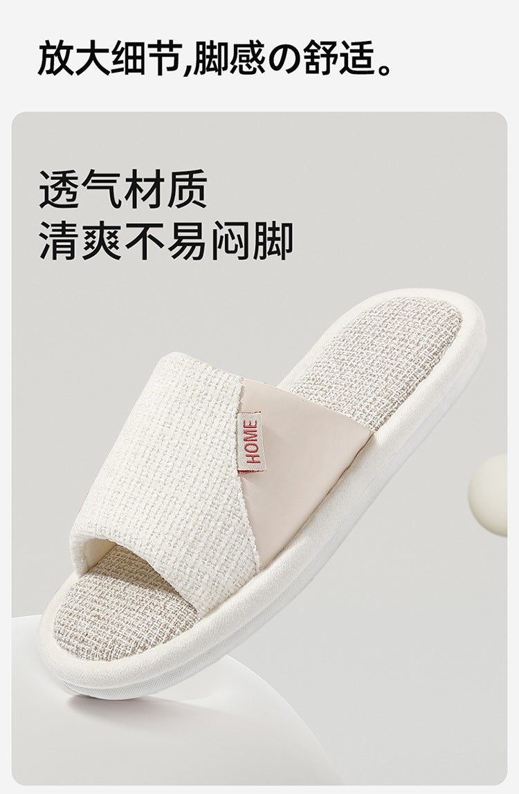 Linen Slippers for Men 2025 New Summer Indoor Home Soft-Soled Non-Slip Breathable Deodorant Cotton and Linen Slippers for Men