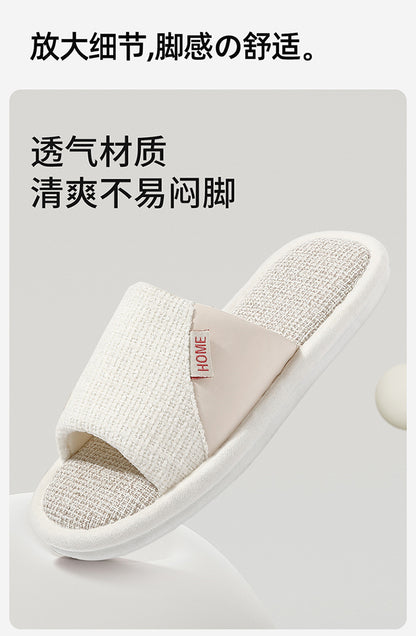 Linen Slippers for Men 2025 New Summer Indoor Home Soft-Soled Non-Slip Breathable Deodorant Cotton and Linen Slippers for Men