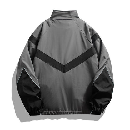 Russian Foreign Trade Trendy Brand Reflective Patchwork Stand-Up Collar Jacket Spring and Autumn Loose Sports Casual Jacket for Men