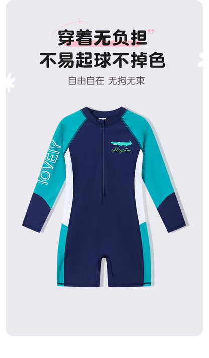 Summer New Children's Swimsuit Big Children's Long-sleeved Sunscreen Suit Boy's Swimsuit Comfortable Fit Student's Swimsuit