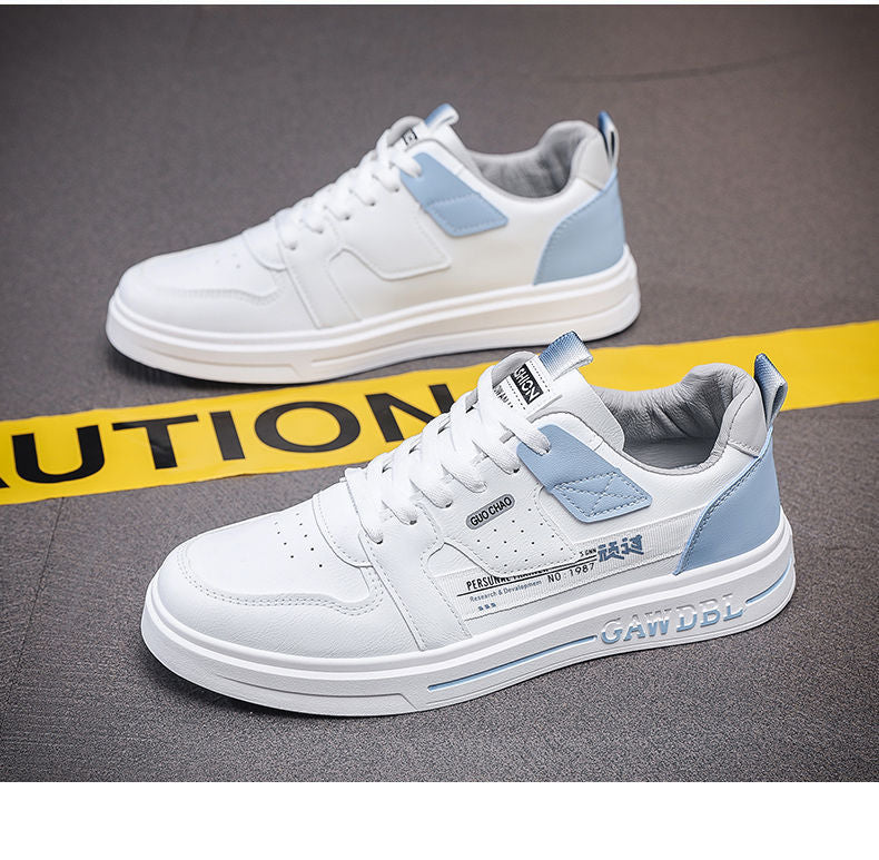 Men's Shoes Korean Style Trendy All-match Trendy Shoes Sports Winter 2023 New White Shoes Skate Shoes Waterproof Casual Leather Shoes