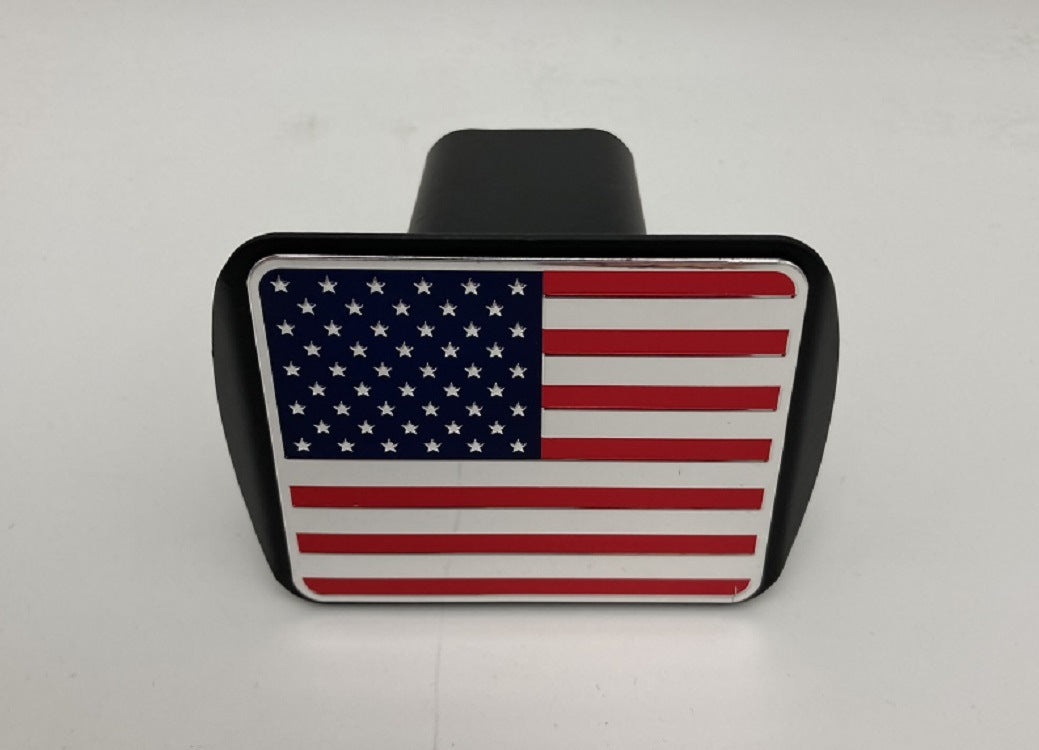 3D three-dimensional red national flag metal trailer hook dust plug car plug cover trailer square port plug American trailer cover