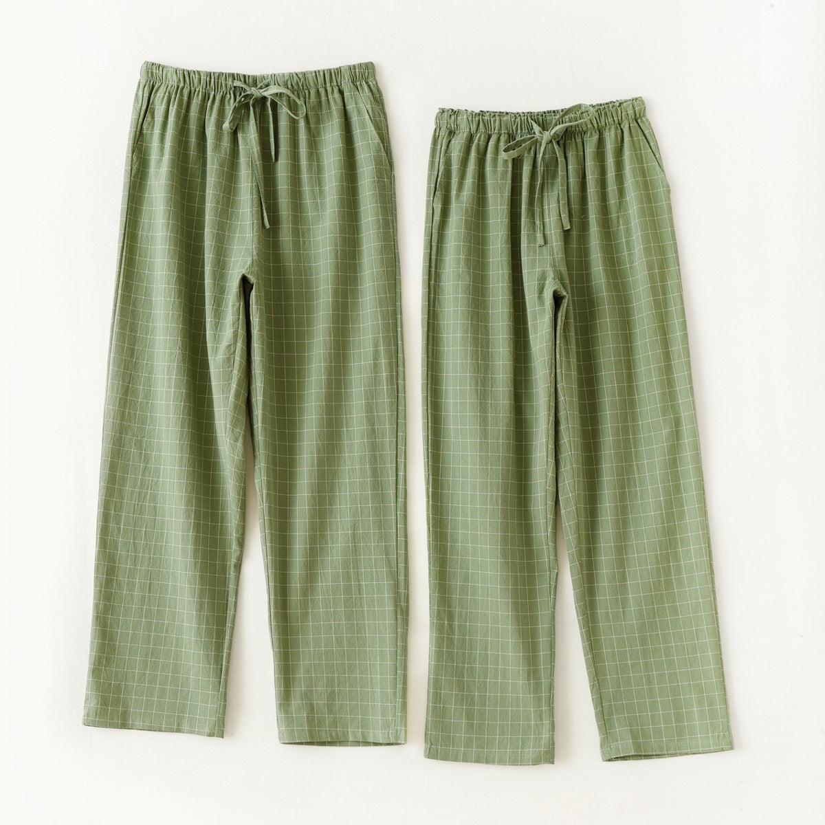 Couple Style Washed Home Pants for Men and Women, Pure Cotton Plaid Pajama Pants, Living Pants, Spring and Autumn Style, Japanese Warehouse Available for Wholesale