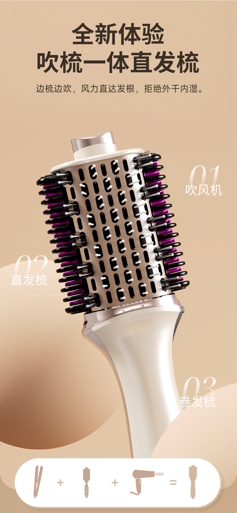 Cross-Border 110V Three-In-One Multifunctional Hot Air Comb, Fully Automatic Curling, Straightening, and Drying All-In-One Hair Dryer for Both Wet and Dry Use