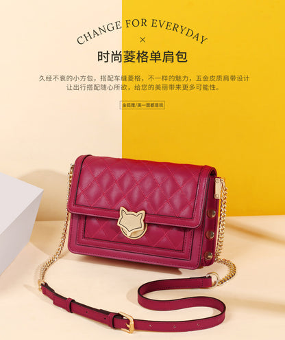 Chain Bag Women's 2024 New Trendy Fashionable Black Rhomboid Shoulder Crossbody Small Square Bag High-grade Commuter Shoulder Bag