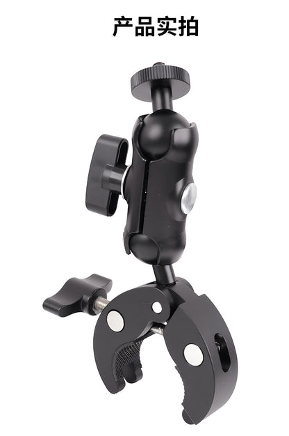 Action Camera Handlebar Bracket, Cycling Navigation Double-Head Clamp Bracket, Universal Ball Head Motorcycle Mobile Phone Holder