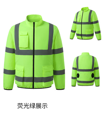 New Summer Fan Clothes Construction Site Cooling Air-Conditioning Clothes Outdoor Reflective Strip Air-Conditioning Clothes Men's Style with Fan