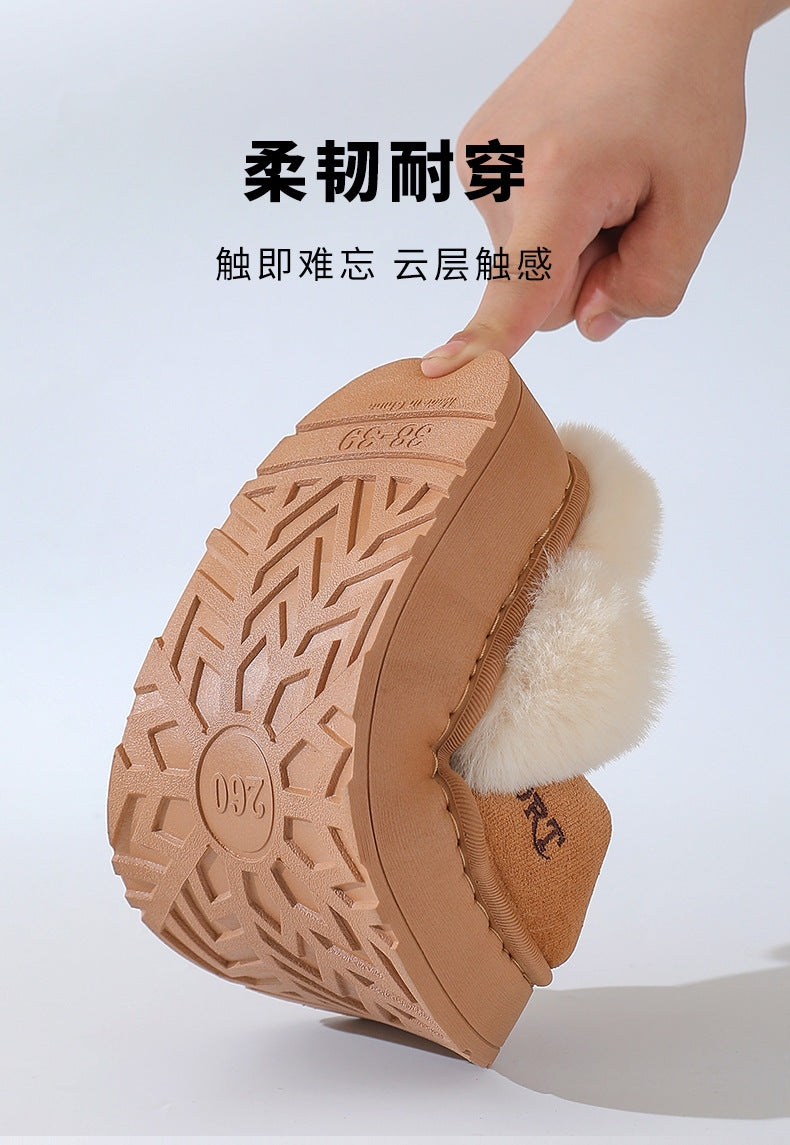 Couple's Cotton Slippers for Women, Thick-Soled, Warm, Non-Slip Home Slippers for Men, Autumn and Winter Indoor Non-Slip Soft-Soled Maternity Shoes