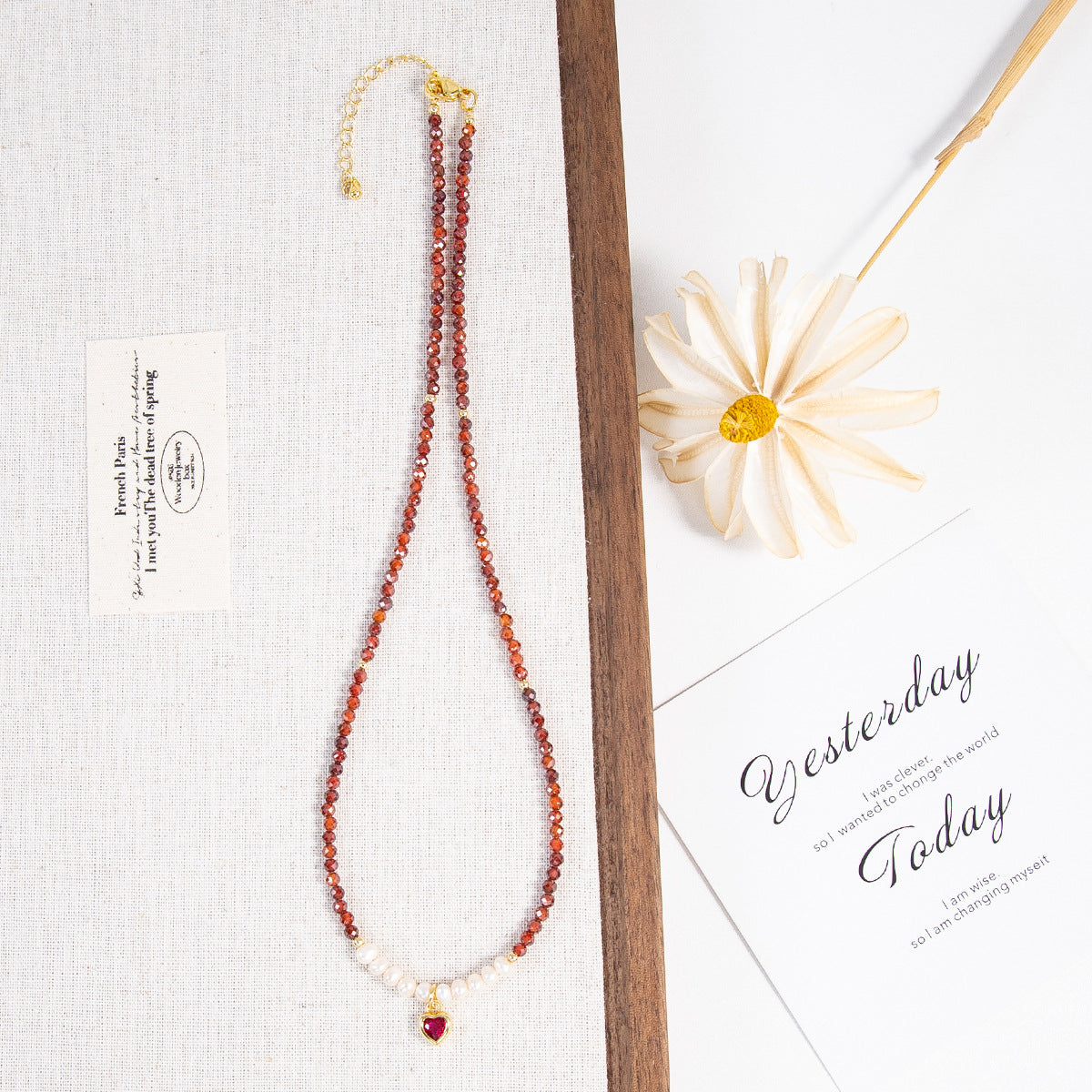 Natural Freshwater Pearl Necklace Imported Zircon Beaded Cutting High-grade Sense Exquisite All-match Love Pendant Necklace Women
