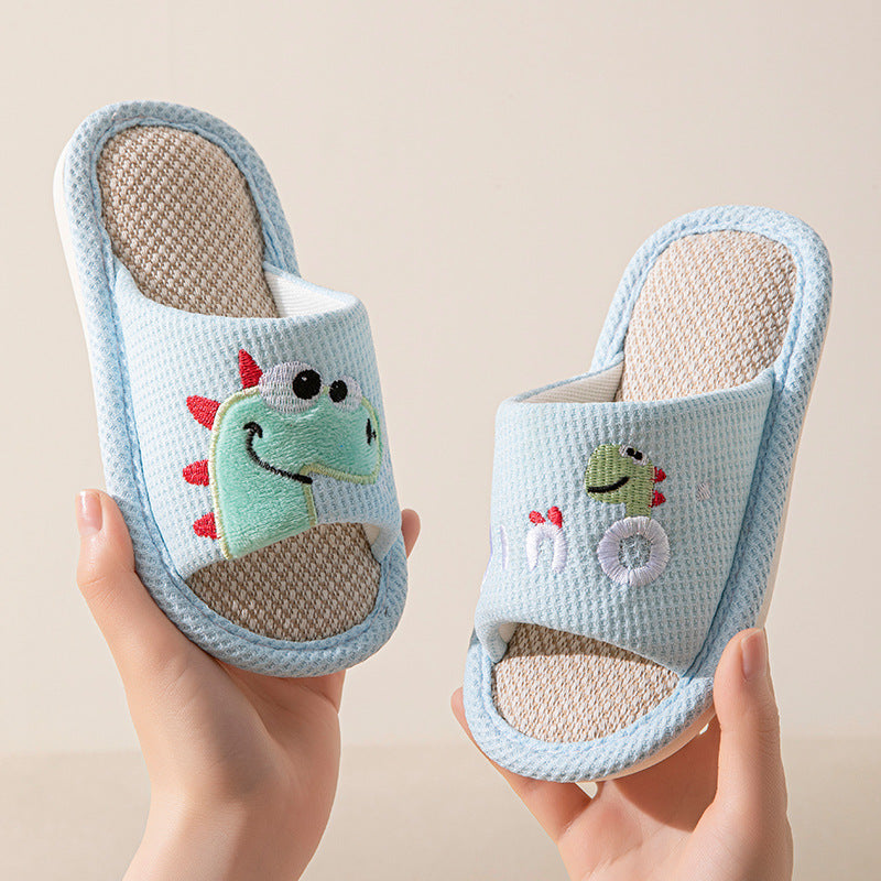 Small Dinosaur Boys and Girls Baby Open Toe Thickened Non-slip Pvc Summer Linen Sandals