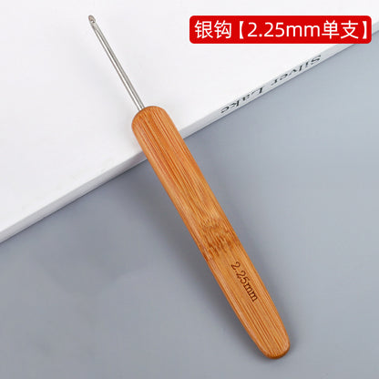 Full Set of Bamboo Handle Crochet Hooks, Bamboo Crochet Yarn Hooks, Handmade Knitting Tools, Sweater Needles, Round Head Carbonized Crochet Set