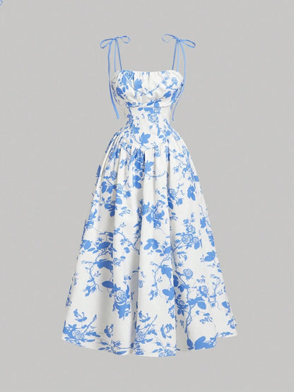Amazon 2025 European and American New Women's Floral Printed Sling Homecoming dress Summer Sun Dress Spring Dress