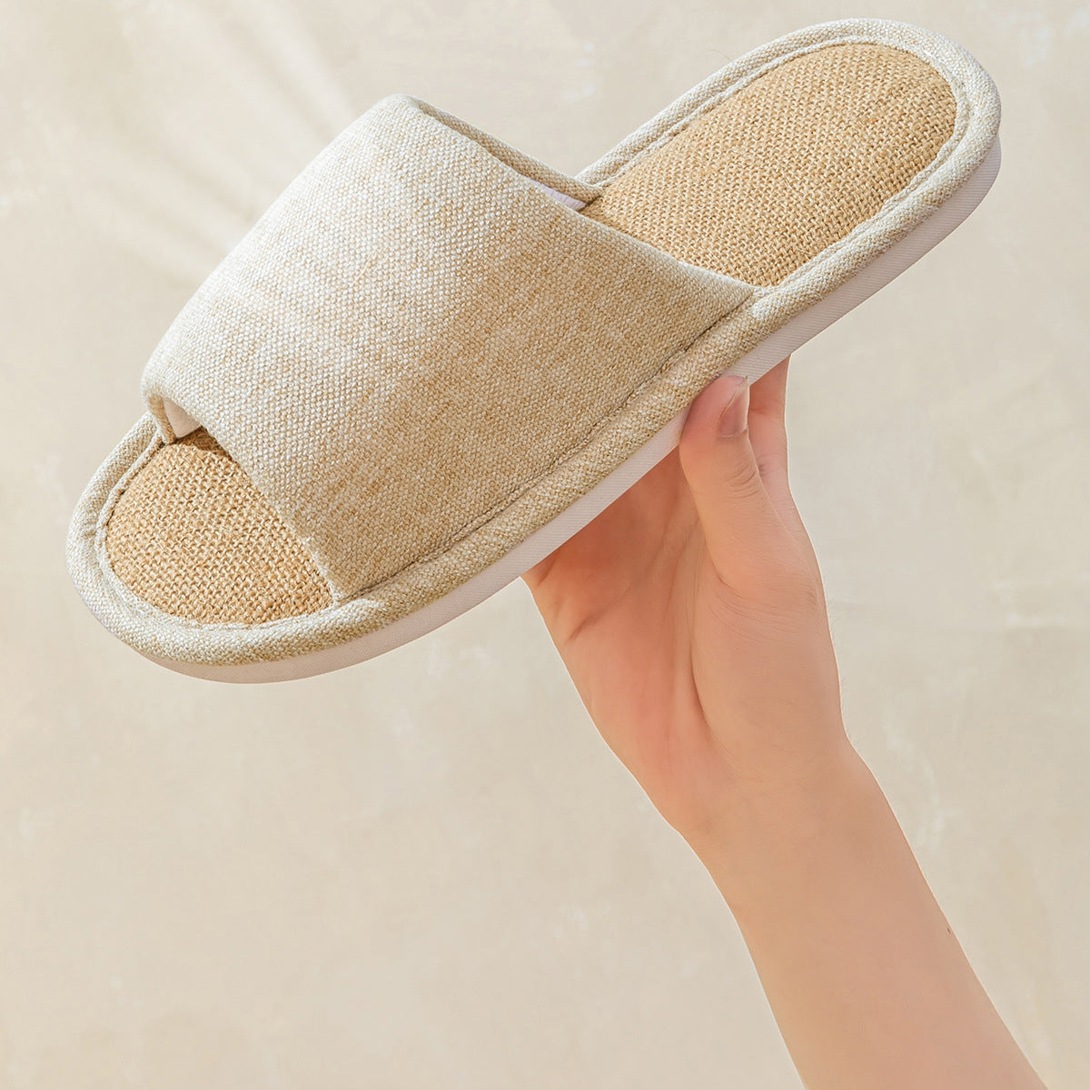 Linen Slippers for Women, Summer Breathable, Sweat-Absorbent, Non-Slip, Silent, Indoor Home Floor Cotton and Linen Slippers, Universal for All Seasons
