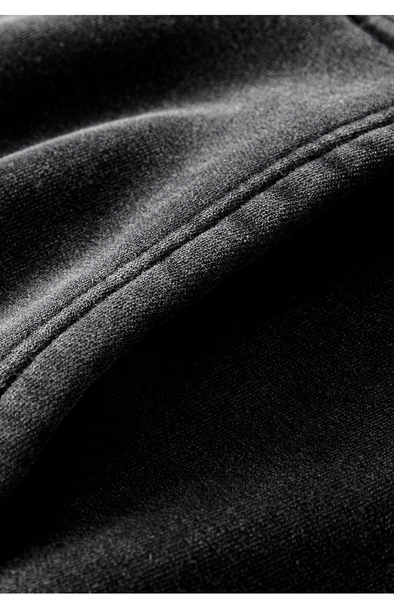 TILANI men's sweater cardigan fleece-lined thickened zipper coat 360g washed vintage waxed casual hoodie