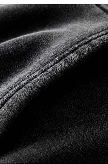TILANI men's sweater cardigan fleece-lined thickened zipper coat 360g washed vintage waxed casual hoodie