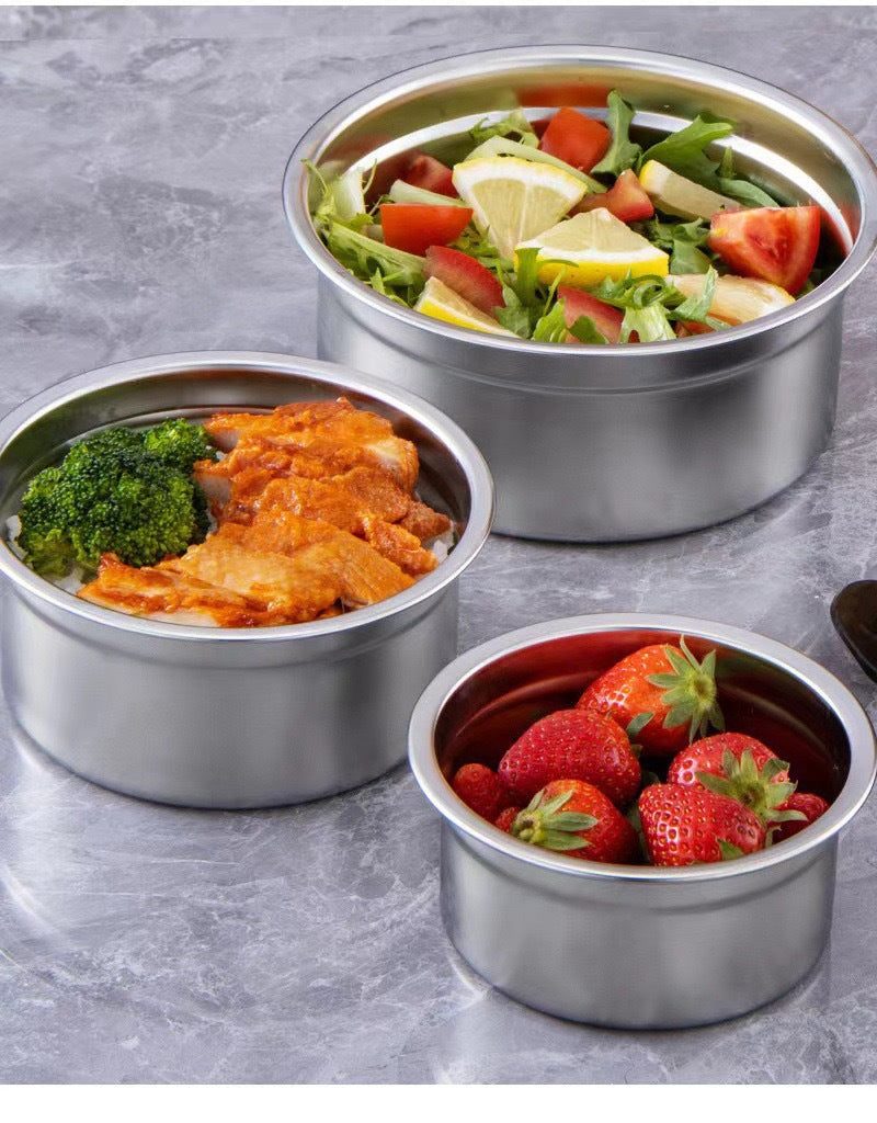 Cross-Border Stainless Steel Crisper Food Storage Box Refrigerator Sealed Box Fruit Lunch Box Lunch Box Korean Three-Piece Set