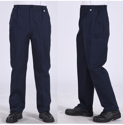 Autumn and Winter Pure Cotton Work Pants for Men, Wear-Resistant Welding Workwear, Blue Construction Site Workshop Handling Work Clothes Pants