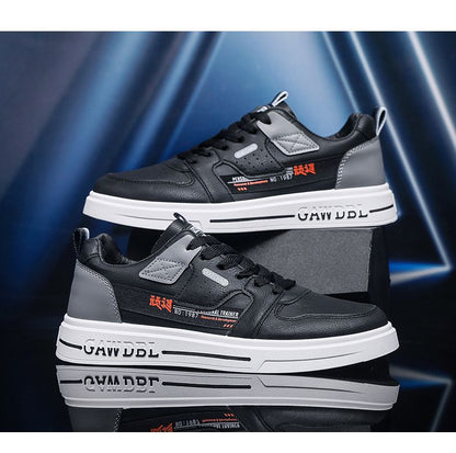 Men's Shoes Korean Style Trendy All-match Trendy Shoes Sports Winter 2023 New White Shoes Skate Shoes Waterproof Casual Leather Shoes