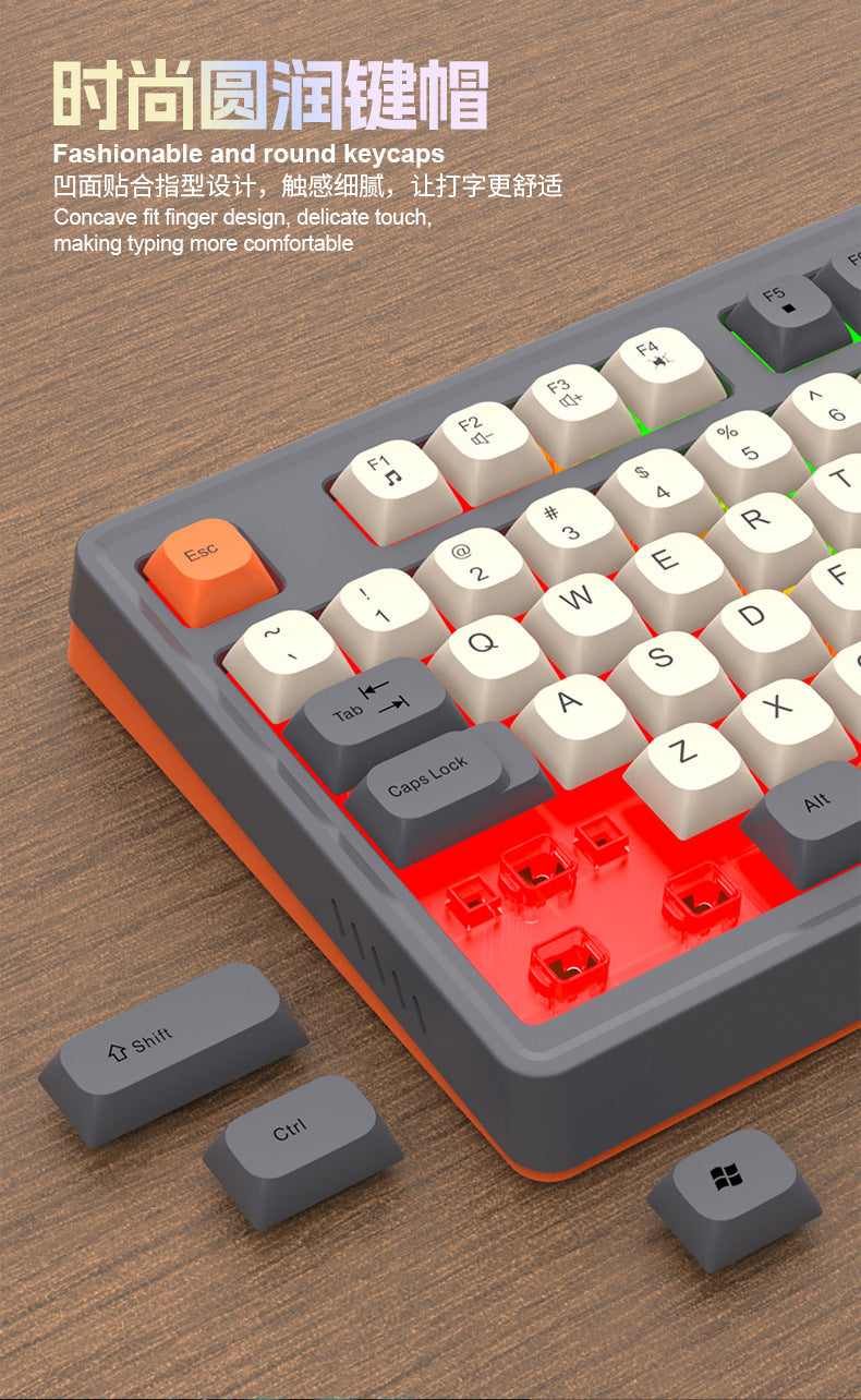 RAIKU Lei Kui K98/T98 customized game keyboard and mouse suit three-color wired luminous desktop 98 keys