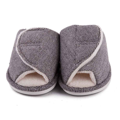 Men's and women's Velcro adjustable open slippers swollen feet non-slip open toe easy to clean indoor wool slippers