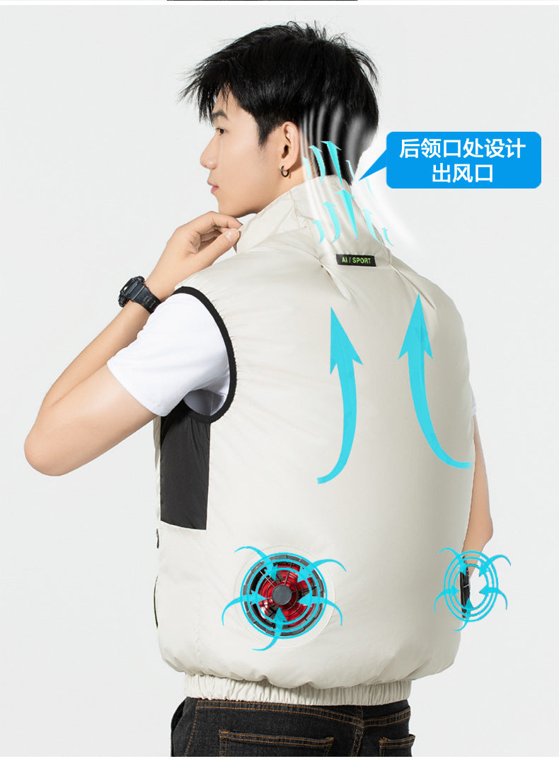 New sleeveless fan clothing air conditioning clothing summer outdoor heatstroke cooling clothes with fan Japan and South Korea cross-border wholesale