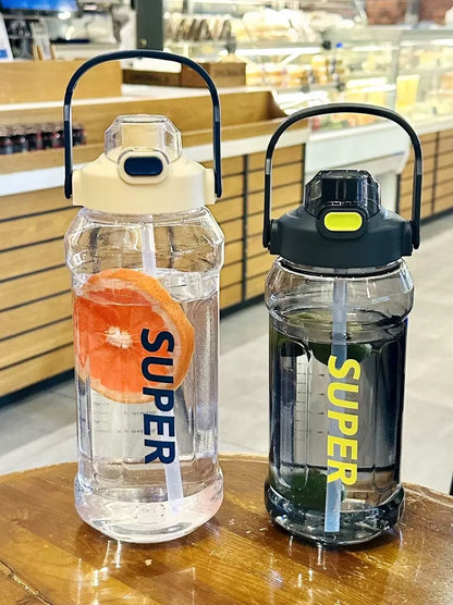 Large-Capacity Sports Water Cup Internet Celebrity Fitness High-Temperature-Resistant Plastic Cup Extra-Large Water Kettle Portable Straw Cup