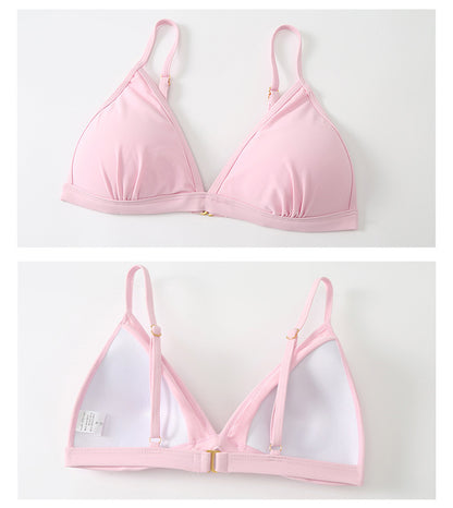 2024 new swimsuit women's split four-piece suit belly covering slimming gathered small chest South Korea ins style Hot Spring