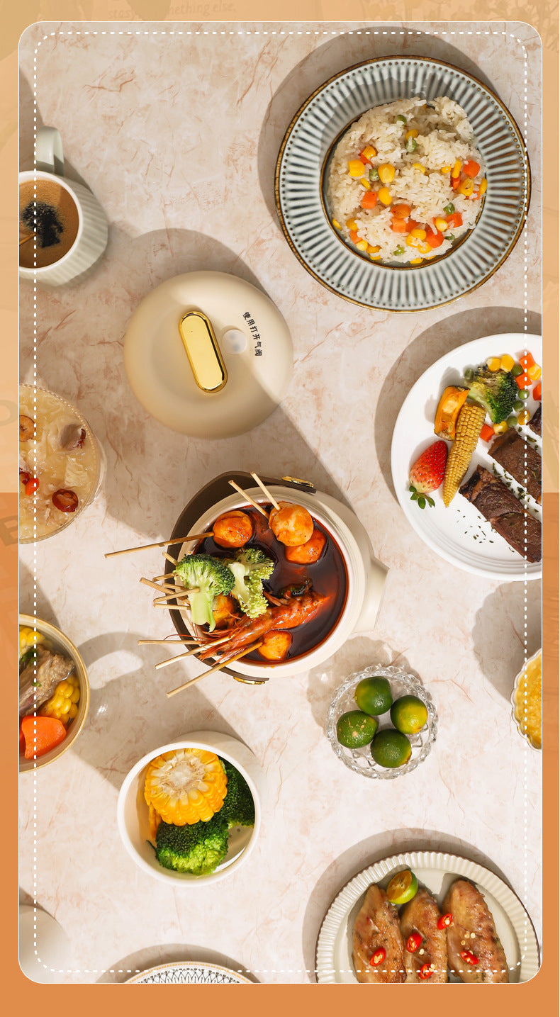 Shake the sound net red electric cooker portable soup porridge artifact 1.2L stainless steel electric cooker multifunctional reservation lifting