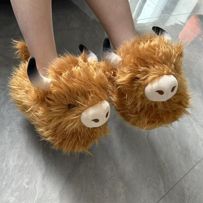 Imitation Yak Cotton Slippers Autumn and Winter Home Floor Stupid Cow Platform Cotton Shoes Cute Outer Wear Comfortable Slippers for Women