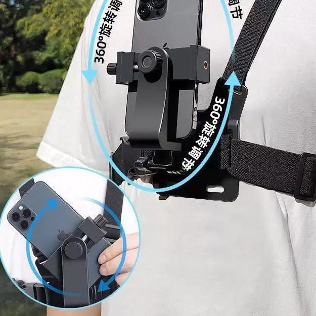 Head-mounted mobile phone fixed bracket riding first-person perspective shooting bracket sports camera motorcycle riding chest strap