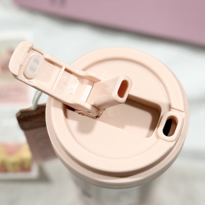 New cute thermos cup 316 stainless steel coffee cup portable double drink portable men's and women's straw accompanying cup
