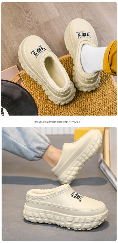 Men's Cotton Slippers Winter 2025 New Home Cross-Border Fleece Chef Cotton Shoes for Outdoor Wear, Non-Slip Waterproof Closed-Toe Cotton Shoes