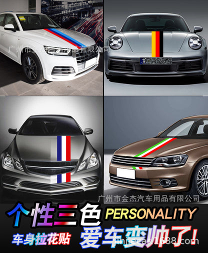 Applicable treasure color car stickers modified whole car car flower German flag three-color hood film manufacturers wholesale