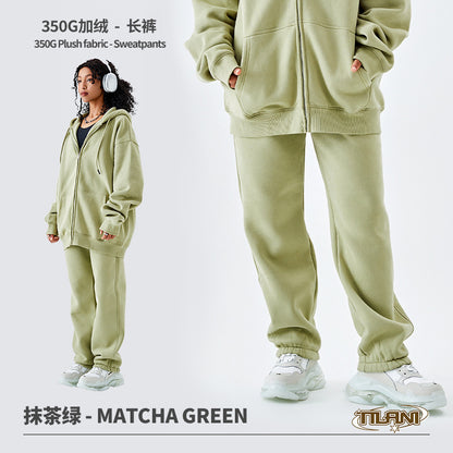 Tilani Men's Sweatshirt Cross-Border Casual Sports Suit Fashionable Pure Color Sweatshirt for Men and Women Simple Zipper Hoodie