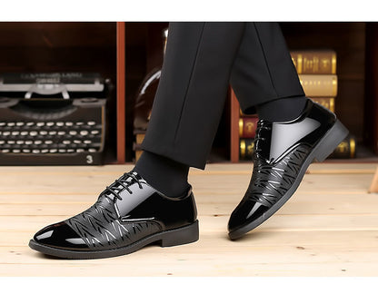 Men's Leather Shoes Men's Shoes 2020 Spring New Youth Business British Black Casual Breathable Dress Shoes