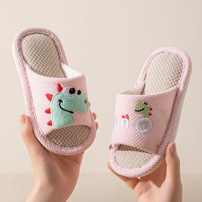 Small Dinosaur Boys and Girls Baby Open Toe Thickened Non-slip Pvc Summer Linen Sandals
