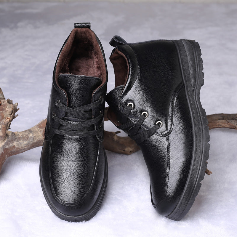 Popular men's cotton shoes genuine leather cotton boots pilot quick-heating shoes fleece-lined warm cotton leather shoes wool warm snow boots