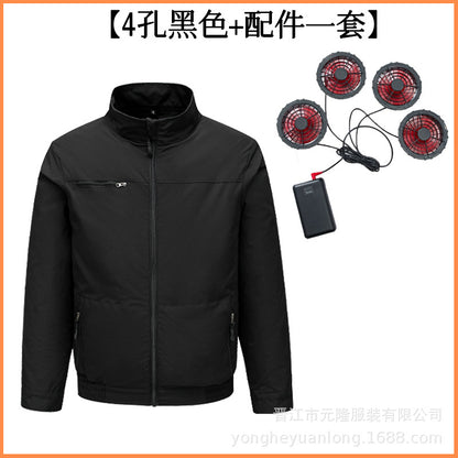 Cross-Border Summer Cooling Air-Conditioning Clothing with Fan Refrigeration Workwear Outdoor Heatstroke Prevention Fan Clothing Men's Labor Protection Clothing Work Clothes