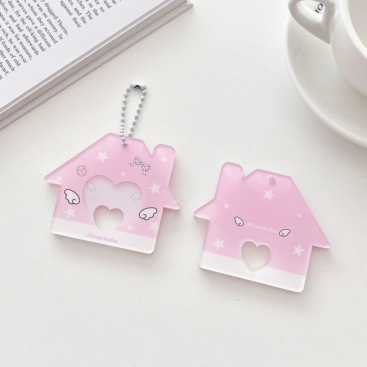 Original Star Little House 2inch Id Photo Card Holder Small Card Storage Card Holder Keychain Storage Pendant Card Holder