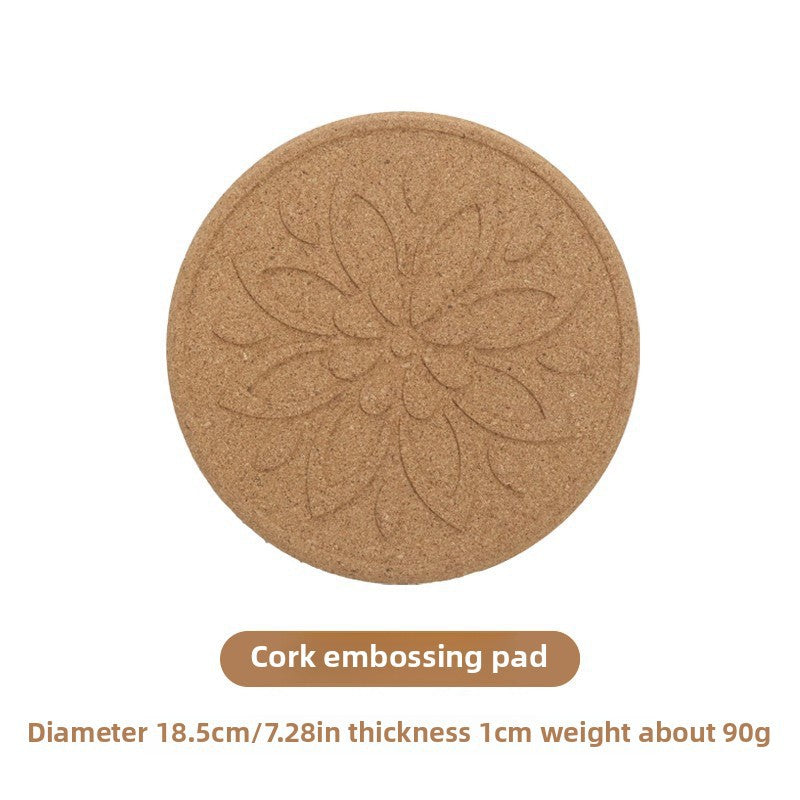 Round Cork Insulation Mat Pot Mat Placemat Plate Wooden Mat Bowl Mat Household Anti-Scalding Mat Table Mat Dining Table Mat