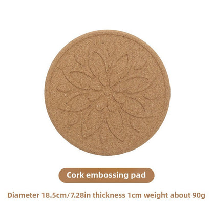 Round Cork Insulation Mat Pot Mat Placemat Plate Wooden Mat Bowl Mat Household Anti-Scalding Mat Table Mat Dining Table Mat