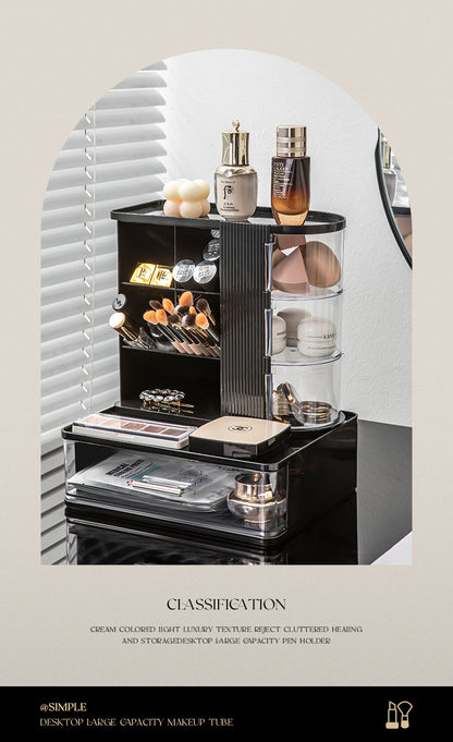 Makeup Brush Storage Box, Dressing Table, Large-Capacity Desktop, High-Looking Brush Pen Holder, Eye Shadow Brush, Eyebrow Pencil, Lipstick Shelf