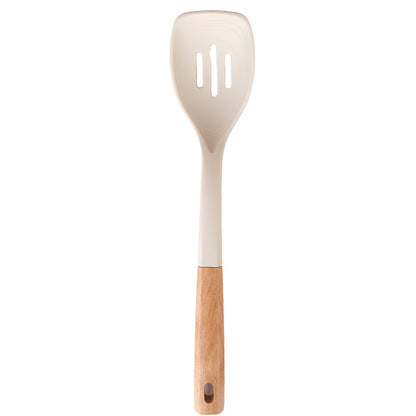 Wooden Handle Silicone Kitchen Utensil Set, Non-Stick Pan, Silicone Spatula, Soup Spoon, High Temperature Resistant Silicone Cooking Spatula, Daily Kitchen Utensils